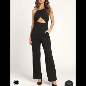 aisling black halter backless cutout jumper